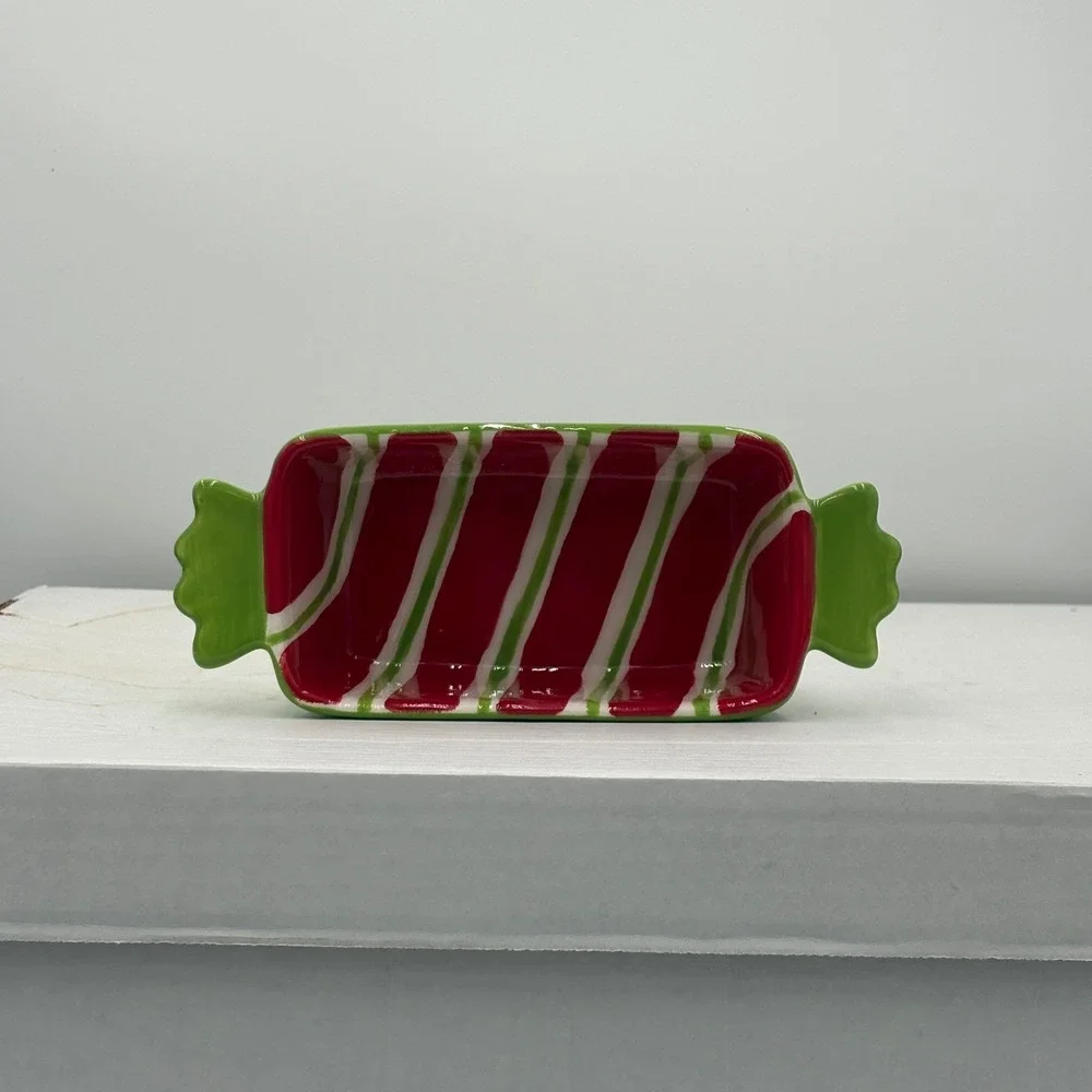 Christmas Candy Wrapper Loaf Pan Set of 2 Ceramic 8